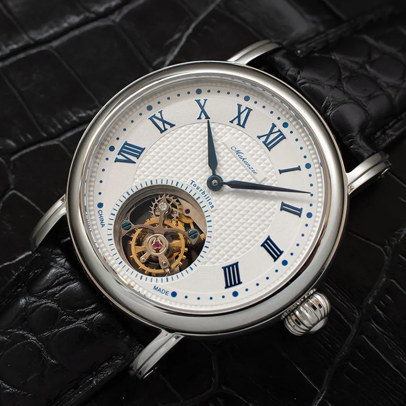 Сапфир Циферблат Мужские часы с турбийоном оригинальный ST8000 движение из