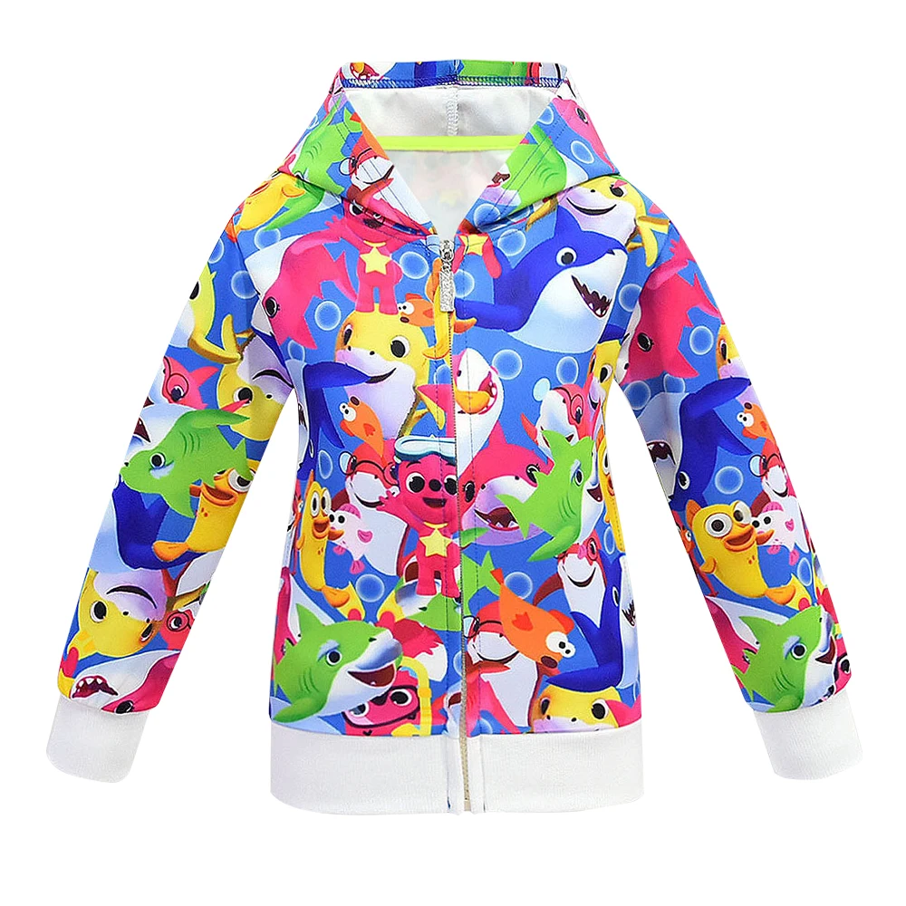 Куртка на молнии с принтом акулы для маленьких девочек карнавальный костюм