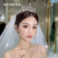 bride crown zircon rhinestone bridesmaid tiaras headband wedding headdress hair jewelry accessories