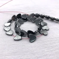 natural black love heart hematite stone beads loose spacer beads for jewelry making diy accessories earrings bracelet 15inches