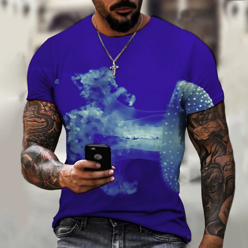 

Polo BMW Motorcycle Jellyfish Underwater World 3D Printing Men's Top Summer Men's Short Sleeve Oversized T-shirt Sportswear