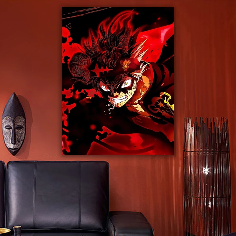 

Prints Blood Red Devil Asta Black Clover Canvas Paintings Home Decor Anime Picture Modular Poster For Living Room Wall Art Frame