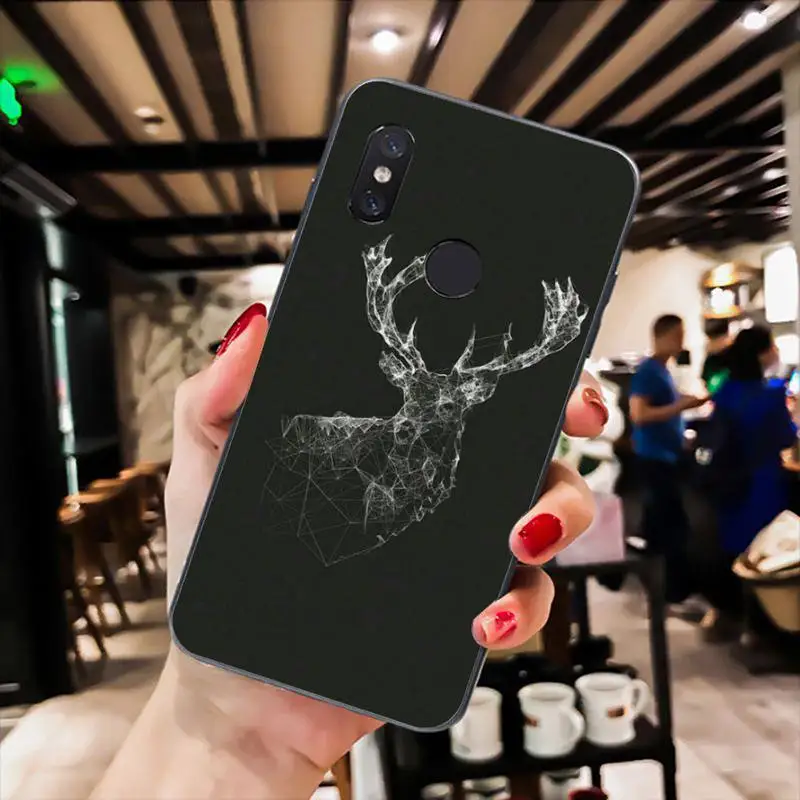 

Sika Deer cartoo Phone Case for xiaomi mi 5 6 A2 A2lite A1 9 9SE 8Lite 8explorer Pocophone F1 Black soft TPU cove fundas