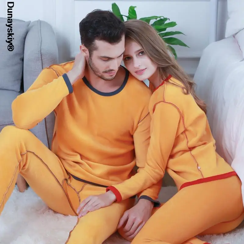 

Winter Velvet Thick Thermal Underwear For Men WomanWinter Warm Layered Clothing Pajamas Set Thermal Set Male Long Johns Hot-Dry