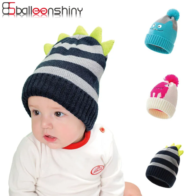 

Balleenshiny/Детские шапки с монстрами; Креативные теплые детские шапки с динозавром из полигонального материала; Мягкая эластичная Детская Повс...