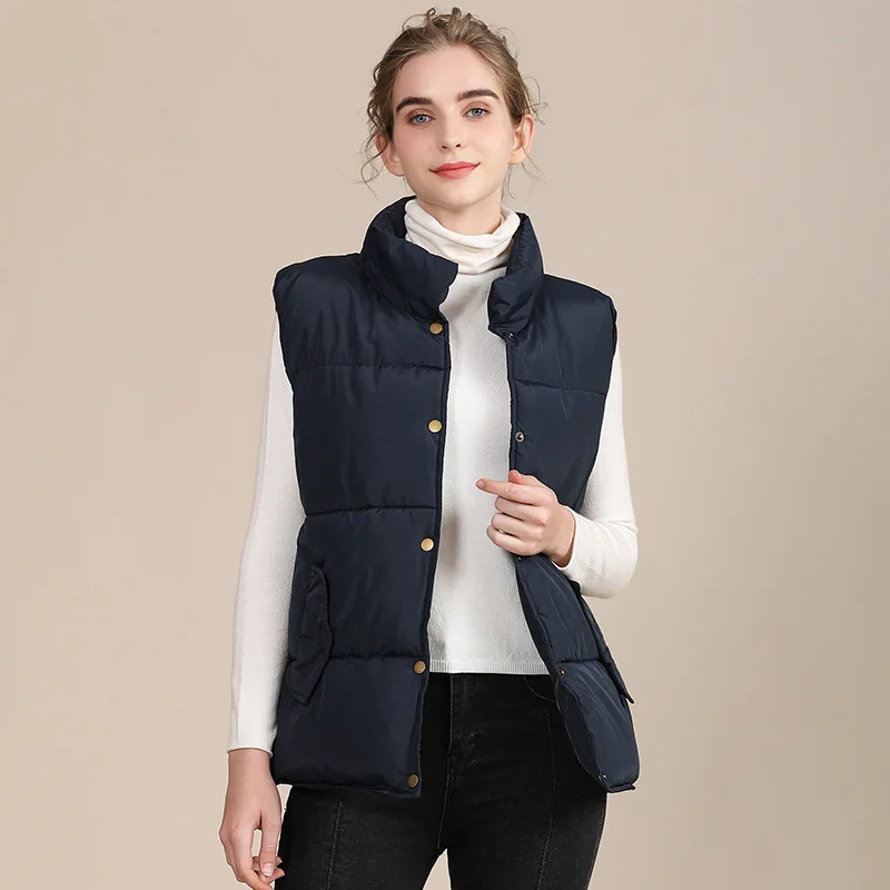 

Cotton Down Vest Women 2020 Winter Loose Waistcoat All-Match Vest Jacket Cotton Padded Jacket Sleeveless Female Winter Waistcoat