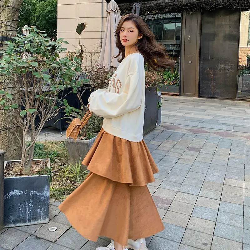 

plus size guard dress female Spring and Autumn Korean Y2K loose personality stitching collision color irregular skirt Cake skirt