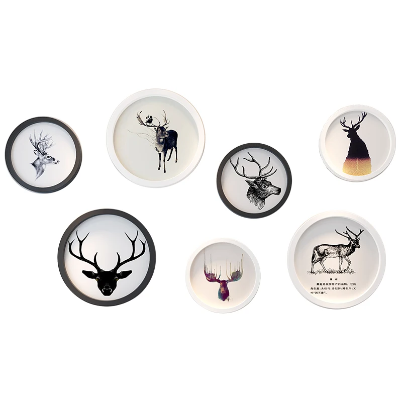 

Creative 7 Inch Round Set Photo Frame Wall Decoration European Living Room Bedroom Porch Background Wall Decor Ornament Holder