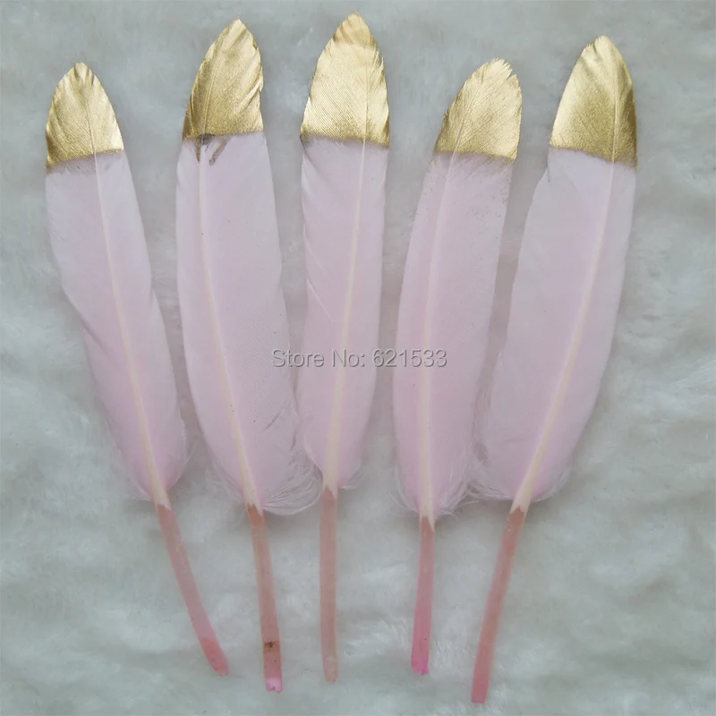 

50Ppcs/lot! Gold Dipped Feathers,Light Pink and Gold Trending Party Decor, Feather Home Decor, Cruelty Free Feathers