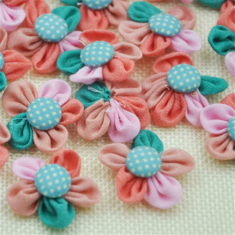 30 шт. шифоновая лента бант цветы/точка кнопка аппликация кукла много сделай сам