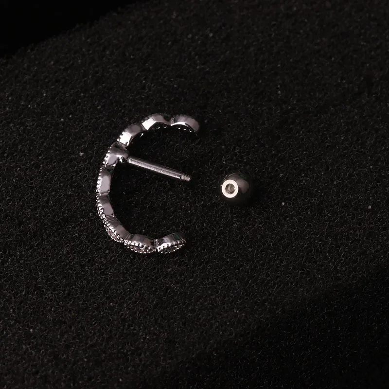 Гвоздик из нержавеющей стали с фианитом для пирсинга длинное ювелирное изделие