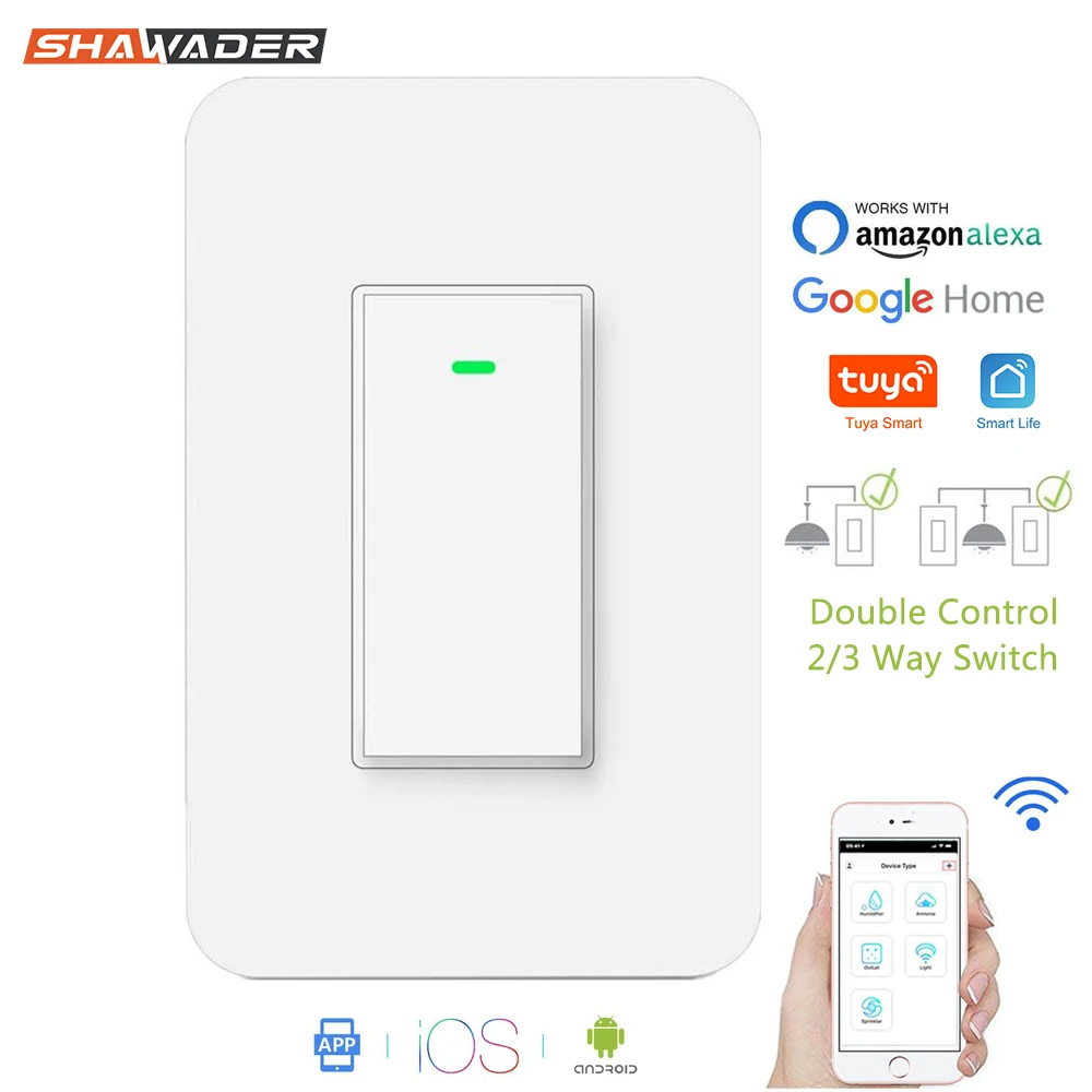 Wi-Fi, умный светильник с двойным управлением, настенный прерыватель Swtich App, голосовой беспроводной Таймер, 2 способа дистанционного управления, с Alexa Google Home