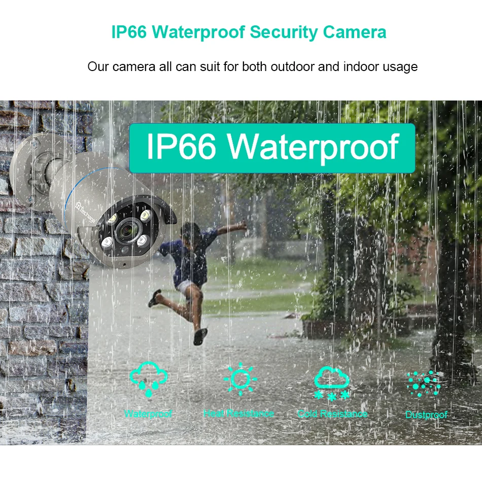 IP камера Techage H.265 3 Мп 48 В POE умная полноцветная Водонепроницаемая видеонаблюдения