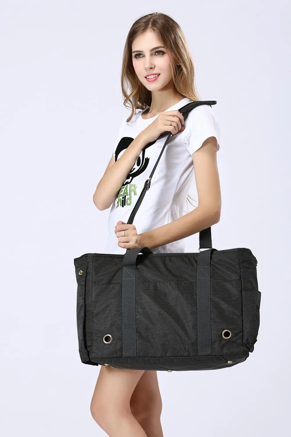 Сумка-переноска для собак и кошек Нейлоновая Сумочка из черного жаккарда с