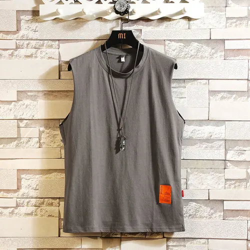 Gray Майка 5XL для бодибилдинга и фитнеса, летняя майка, мужская майка без рукавов, повседневные футболки, топы, модные хип-хоп майки с круглым вырезом для занятий в спортзале, мужские майки - Цвет: Gray