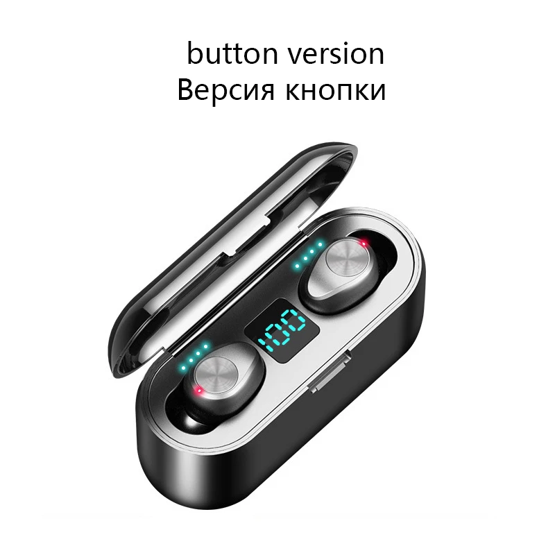 button version Сенсорные Bluetooth 5,0 беспроводные наушники Blutooth с шумоподавлением, наушники с громкой связью F9, спортивные TWS наушники - Цвет: button version