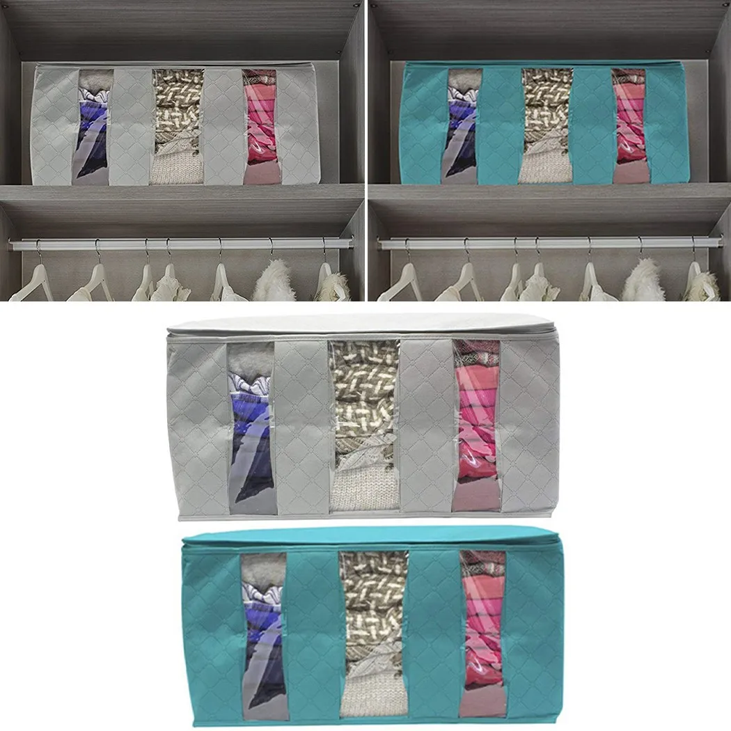 

1PC Portable Waterproof Clothes Storage Bag Organizer Folding Closet Organizer For Pillow Quilt Blanket Quilt Bag Organizer