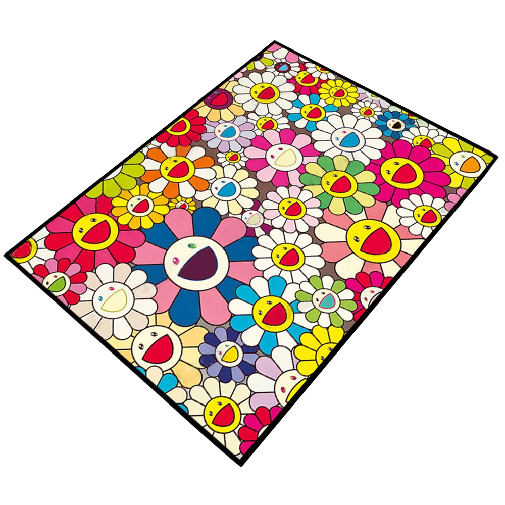 

Cartoon Pattern Carpet Multicolor Bedroom Mat Area Rug Polyester Fiber Multicolored Shaggy Warm Dining Room Floor