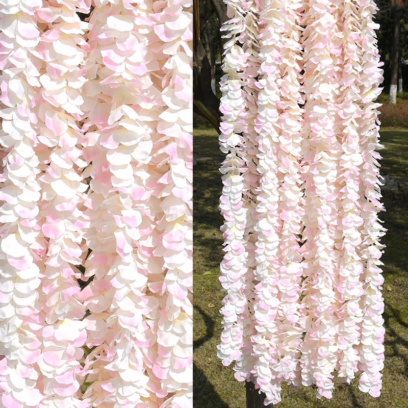 

10pcs 1M/2M wisteria Garland Artificial Silk Flower Vine For Home Wedding Garden Decoration Rattan Hanging Wall Fake Flowers