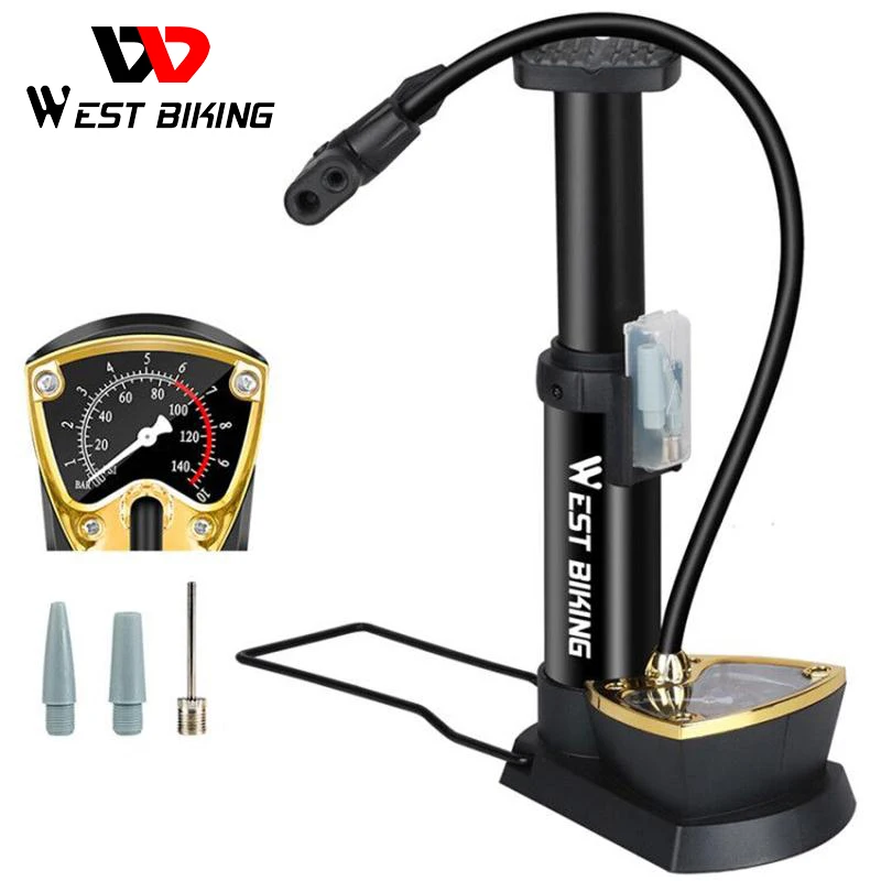 

Bicycle Pump MTB Road Bike 140PSI High Pressure Foot Pump with Gauge Hose Cycling Floor Air Inflator Fits Presta Schrader Valve