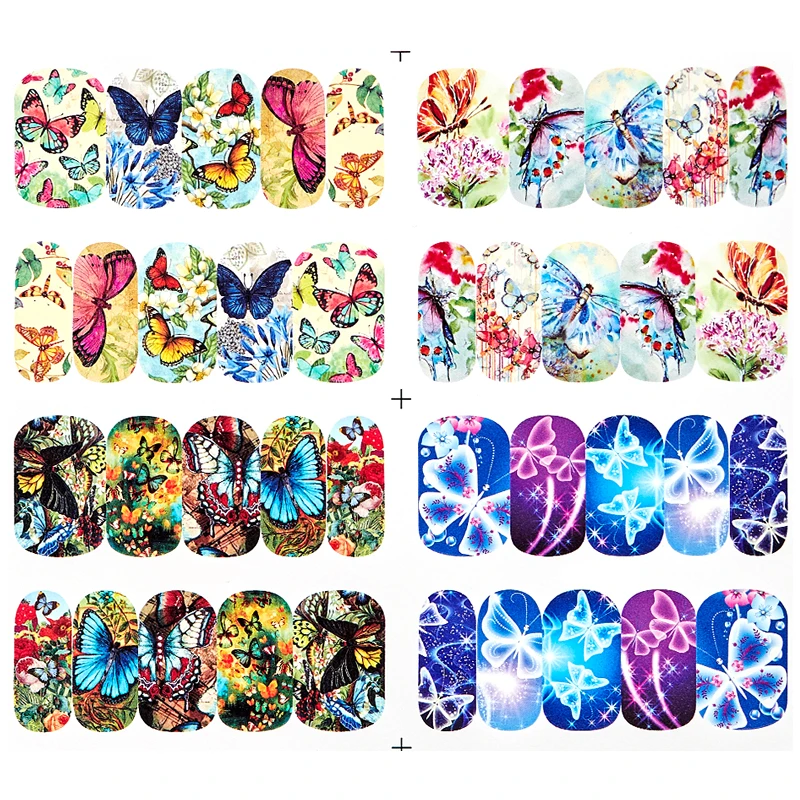 Набор наклеек для дизайна ногтей с четырьмя лилиями смешанные цвета цветочные