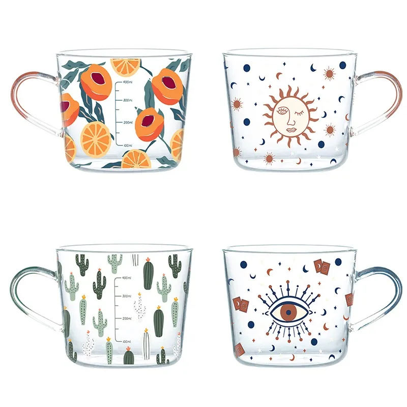 Стеклянная кружка для завтрака 500 мл кофе домашняя воды пары посуда напитков с