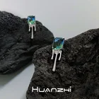 Новые модные дизайнерские серьги с синими кристаллами для женщин, необычный уникальный дизайн, ювелирные изделия, серьги, оптовая продажа HUANZHI 2021