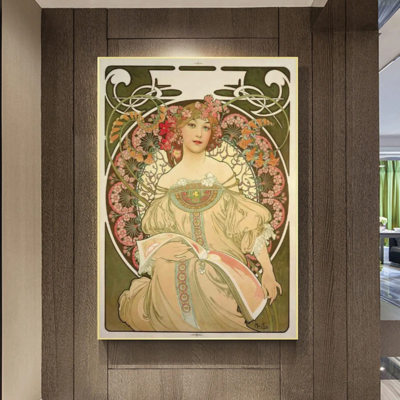 Alphonse Mucha винтажный холст художественные плакаты и принты искусство женщины
