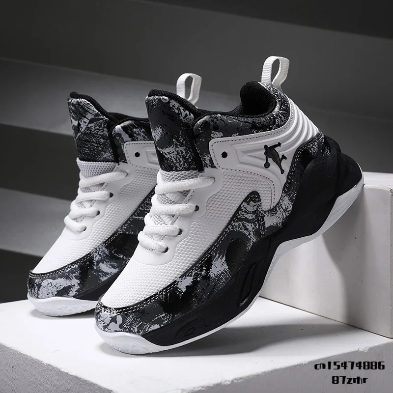 New Thick Sole Soft Boys Basketball Shoes Non-slip Children Sport Shoes Outdoor Boys Basketball Sneakers Rubber Kids Gym Shoes