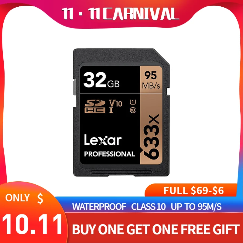 

Lexar 633x SD Card 64GB 128GB 32GB transcend compact flash sdxc class 10 high speed memory card phone for ceamere Tablet laptop