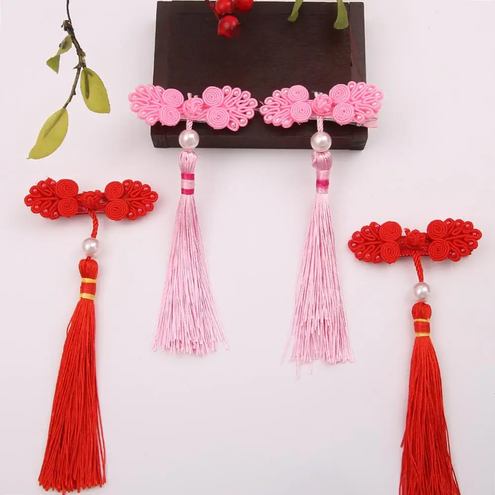 2 Pieces / Bag Tassel Hair Clip Red Headband Happy New Year Hairpin Handmade Fashion Accessories Bow |