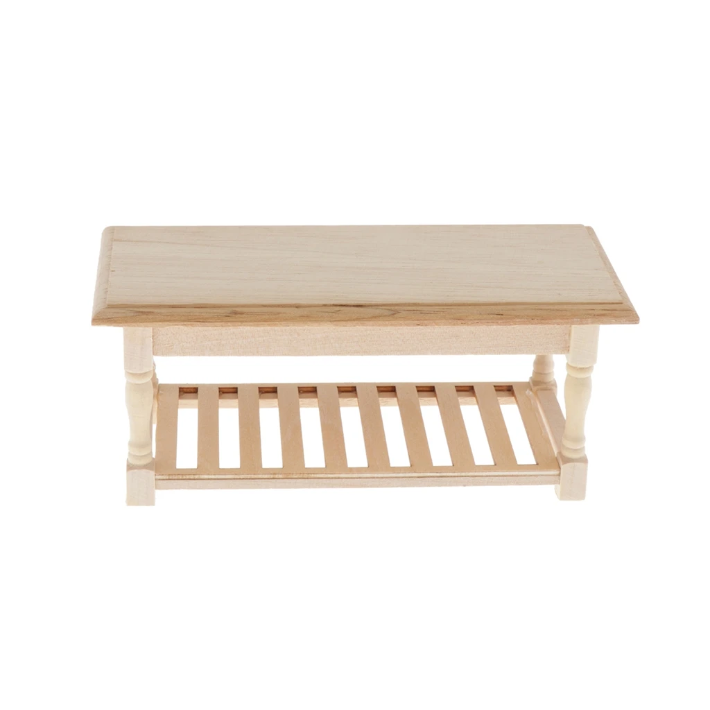 

1:12 Doll House Furnishings Dining Table Unpainted End Table, Miniature Dollhouse Living Room/Kitchen Room Decorations Kit