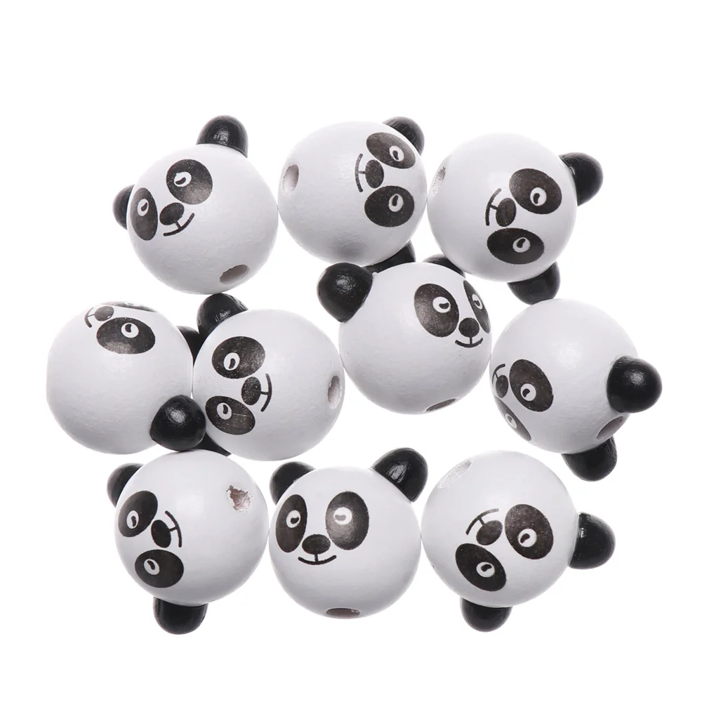 5 шт. Детские объемные бусины в виде мишки из мультфильма деревянные со смайликом