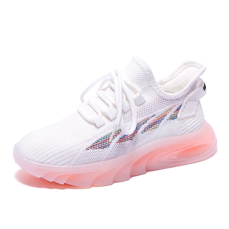 

2021 Spring New Fashion Breathable Sports Shoes Female Breathable Fitness Running Leisure Flying Woven Korean Women's Shoes