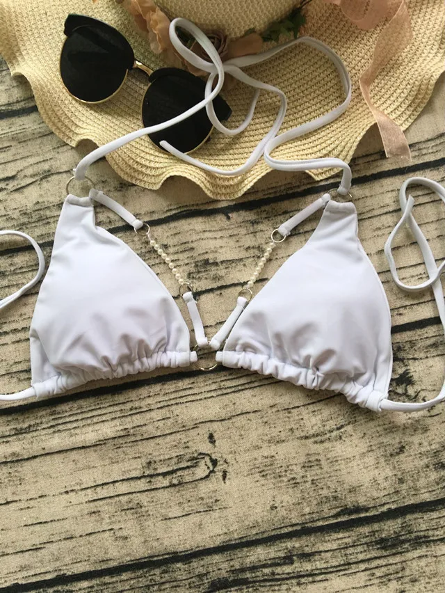 2017 Новый жемчужный однотонный сексуальный комплект бикини бразильский