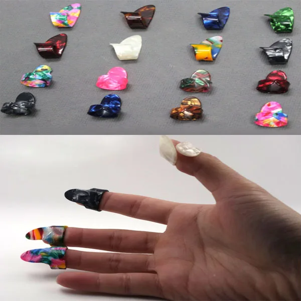 15pcs Celluloid Thumb Finger Guitar Picks Plectrum Case Multicolor New | Parts & Accessories