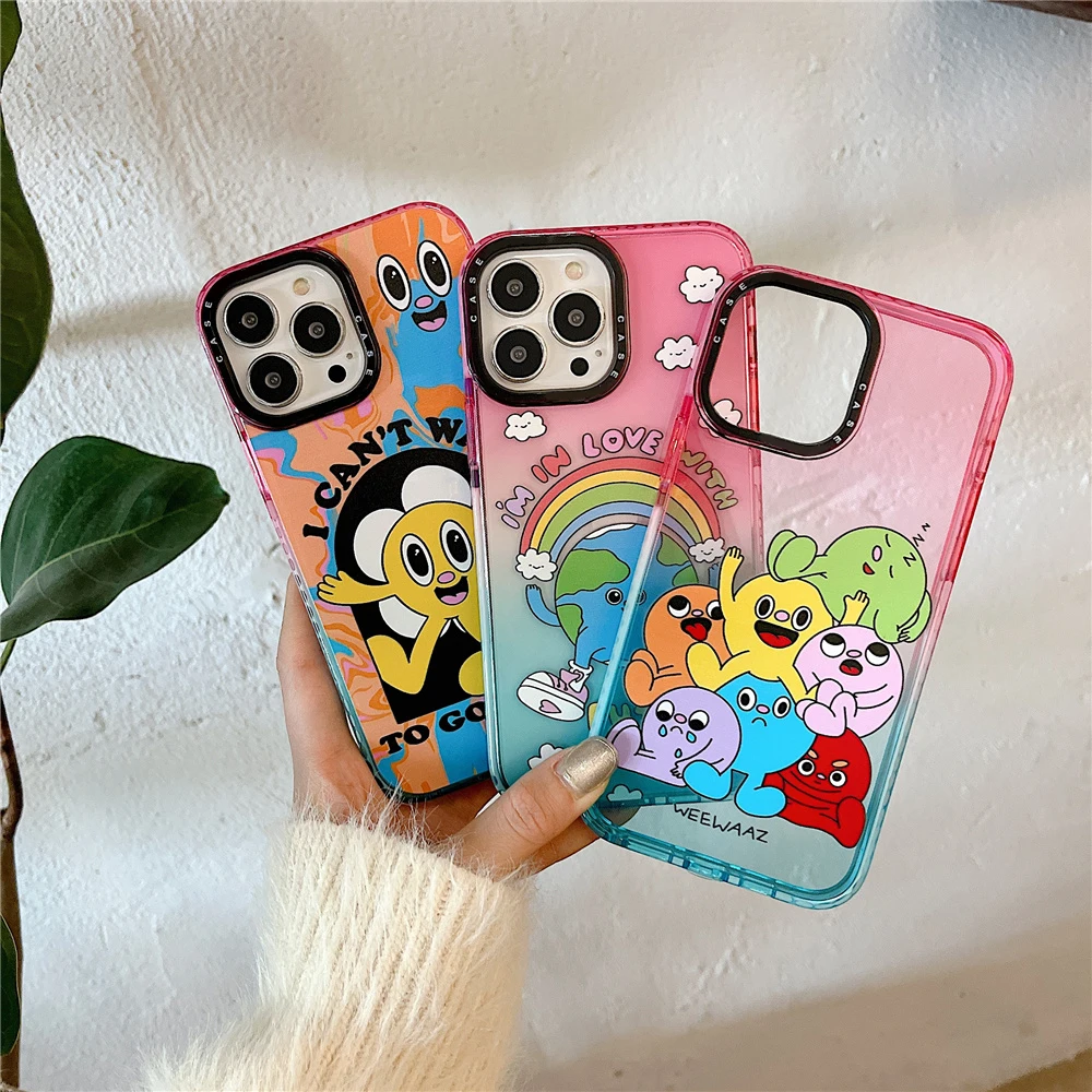

Japan Korea Cartoon transparent silicone soft Phone Case for iPhone 13 12 mini 11 Pro X XS Max XR 7 8 Plus Clear Gradient Cover