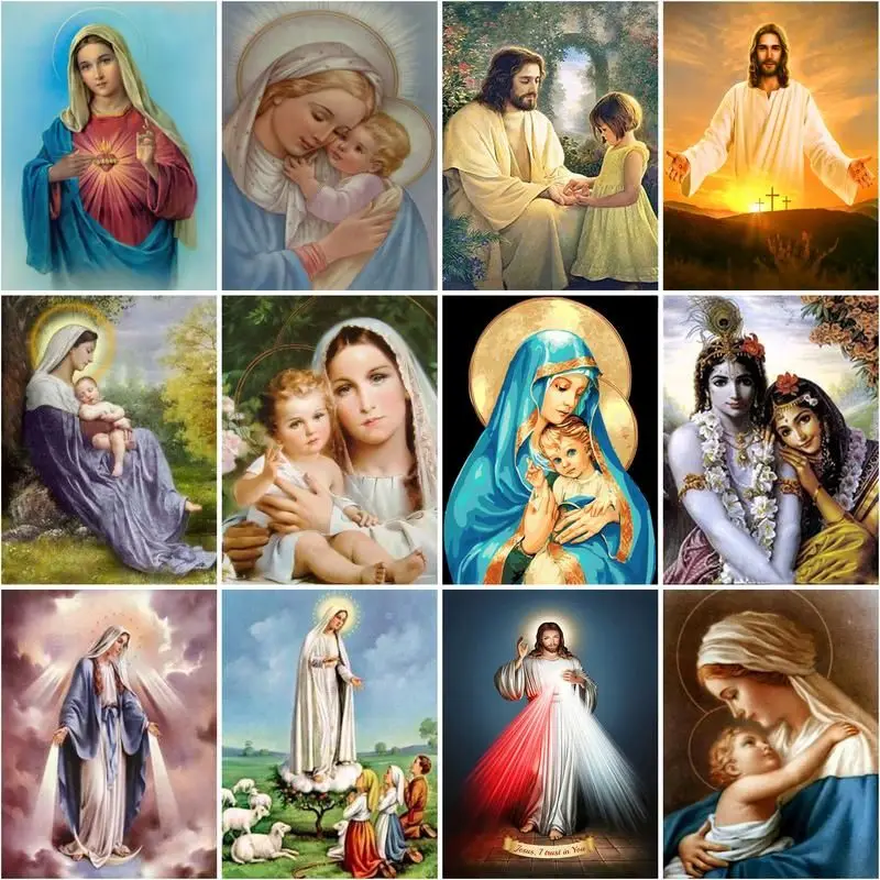 

GATYZTORY Full Square Drill Diamond Painting 5d Jesus And The Virgin Mary Embroidery Cross Stitch Religious Figures Home Decor G