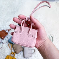 mini bag charm for women luxury handbag pendant purse car key chains female genuine leather fashion accessories for birken bags