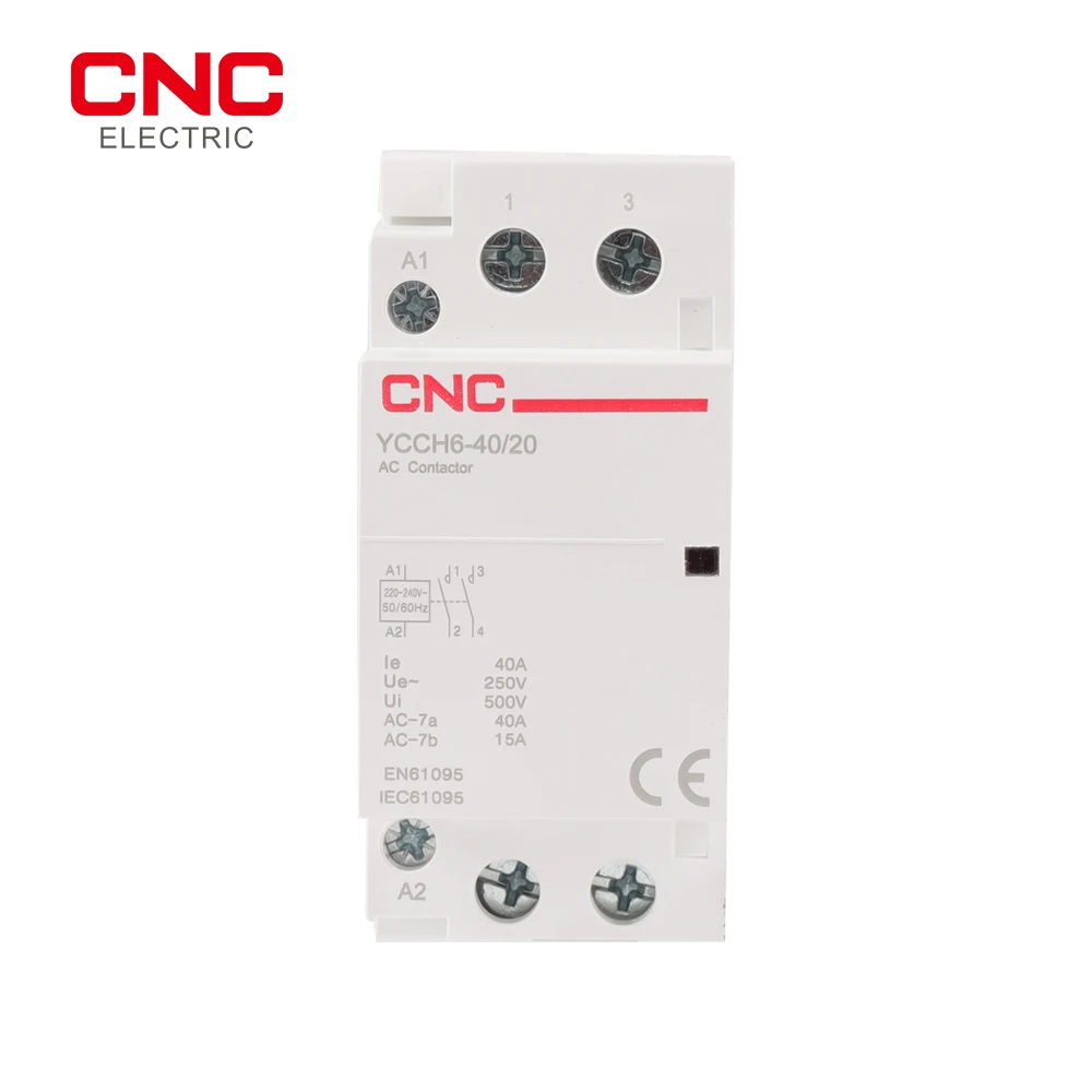 CNC YCCH6 2P Din Rail Mounted Household Modular AC Contactor 25/40A 1NO 1NC 2NO 2NC 220/230V 50/60Hz for Smart Home House Hotel