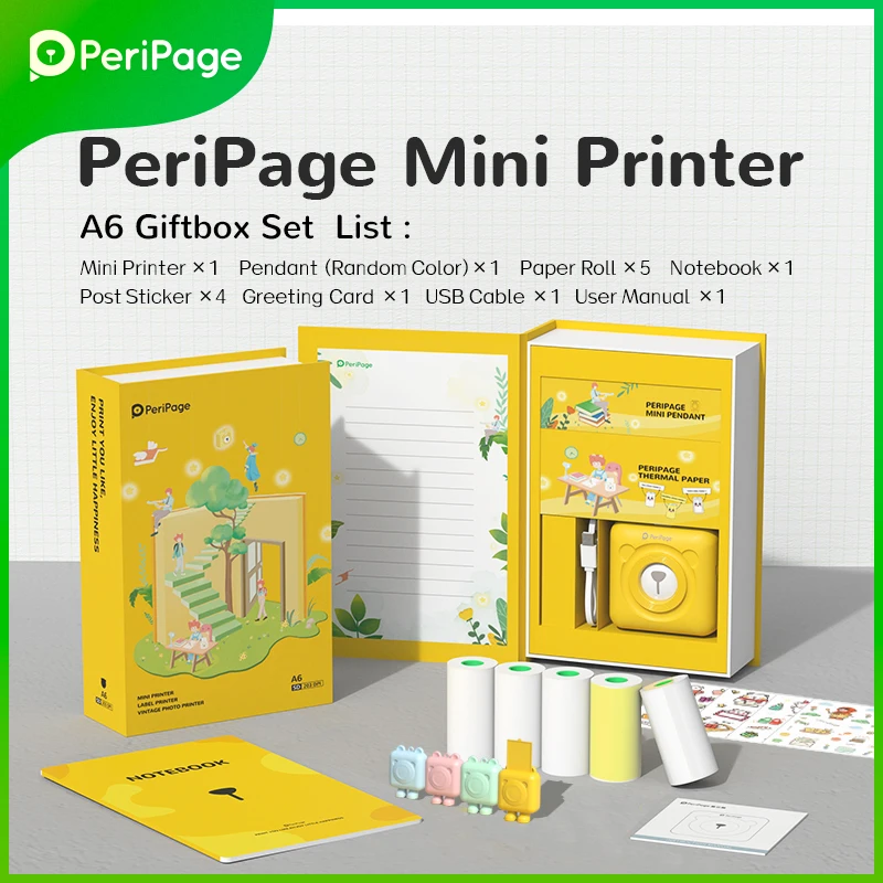 

Peripage A6 Gift Box 203DPI Thermal Photo Printer 58mm Bluetooth Wireless Printing Android iOS Mini Pocket Printer