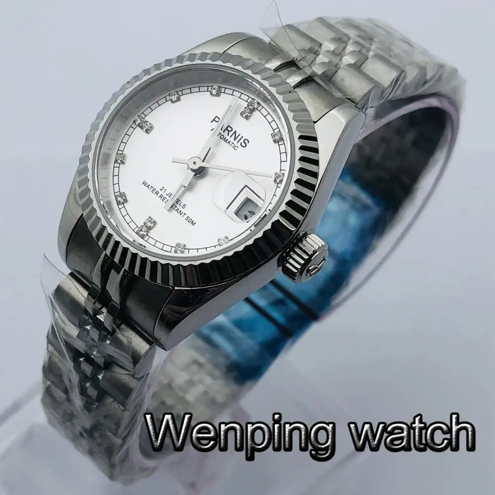 Женские часы Parnis с маленьким и изящным серебристым циферблатом 26 мм 21 дюйм|watch