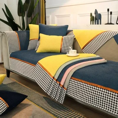 

Autumn and winter new corn Plush sofa cushion, modern simple antiskid sofa cushion cover towel
