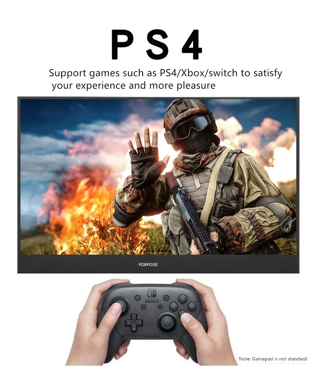 15," портативный монитор HDMI игровой светодиодный ips экран Поддержка Mini HDMI PC ноутбук, Xbox, переключатель PS4 монитор для PC Gamer