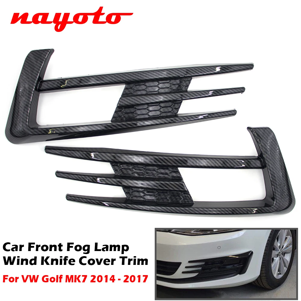 

2Pcs Car Front Bumper Fog Light Lamp Eyebrow Eye Lid Wind Knife Cover Trim For VW For Golf MK7 2014-2017 Accessories