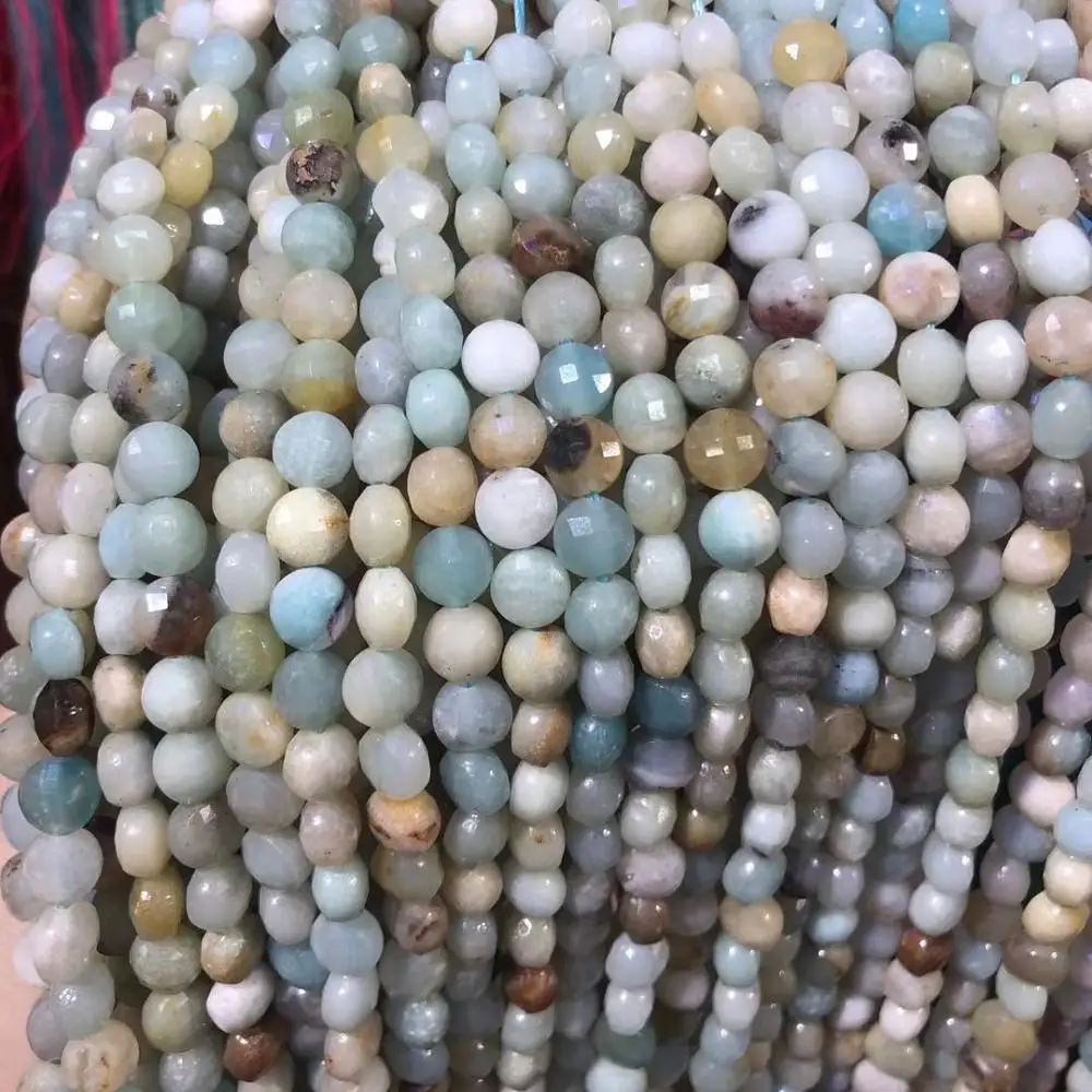 

Natural Stone Beads Oblate AmazoniteFaceted for Jewelry Making Necklace Bracelet Earrings Size 6mm