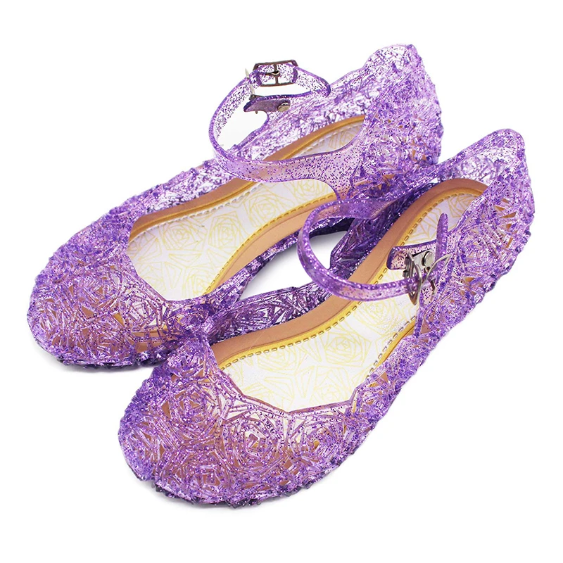 

Girls Soft Leather Sandals Baby Kids Summer Crystal Shoes 5 Colors Princess Birthday Party Cosplay Accessories Children's Shoes