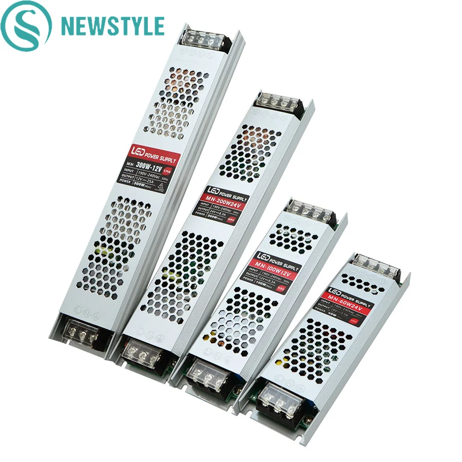 Сверхтонкий светодиодный источник питания DC12V 5V 24V 200W 300W Светодиодный драйвер