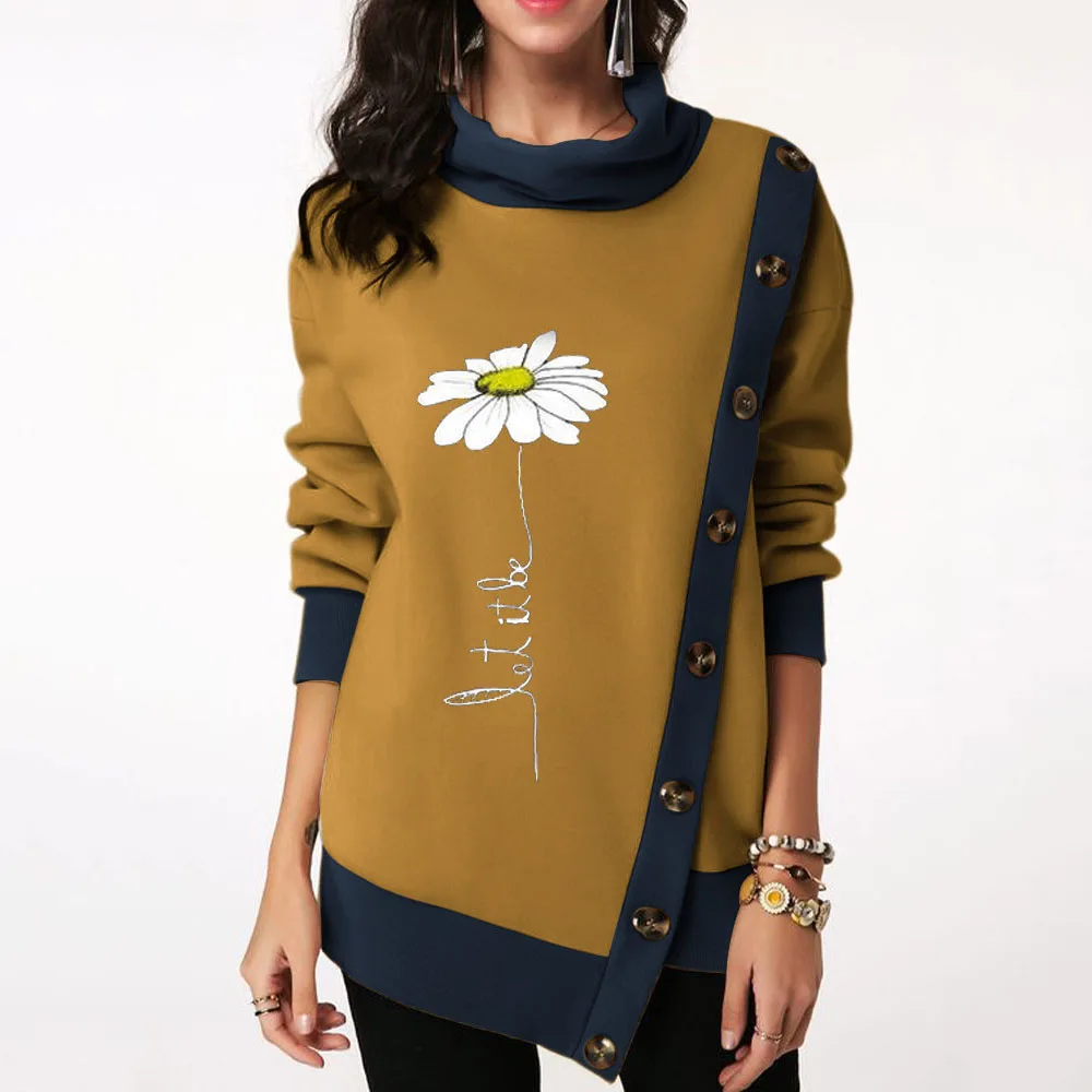 Модная женская толстовка с капюшоном на осень и зиму Необычные пуговицы