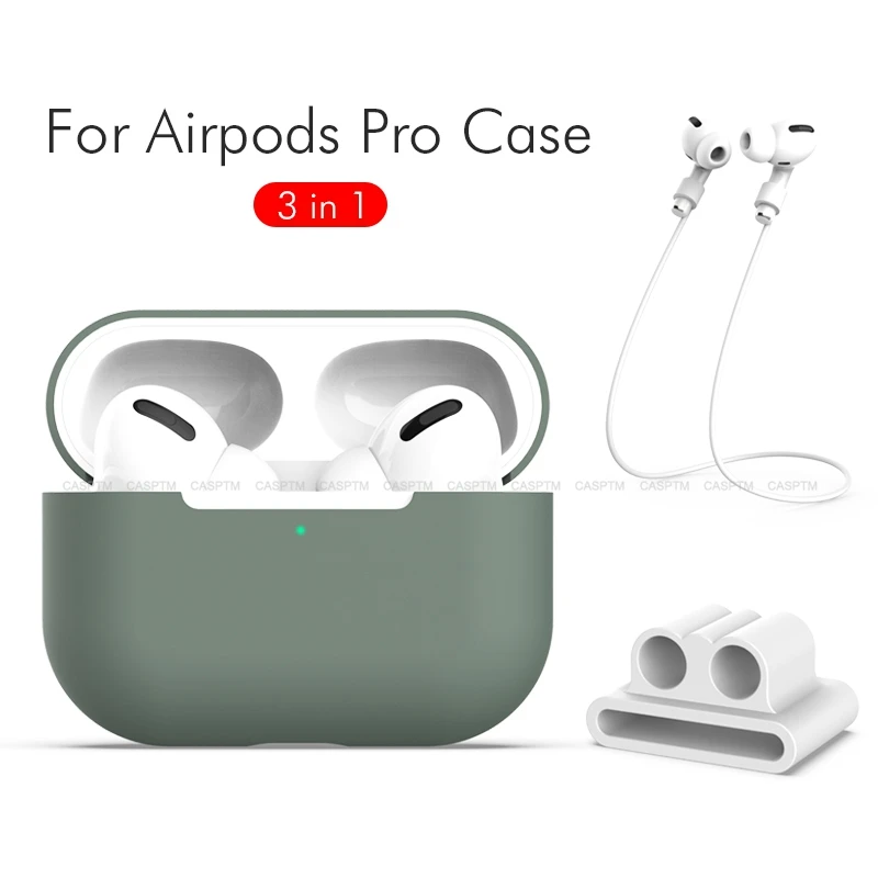 

3 in 1 Portable Earphone Case For AirPods Pro Soft Silicione Case with Anti Lost Rope For AirPods 3 Headphone Anti-Losts Sleeve